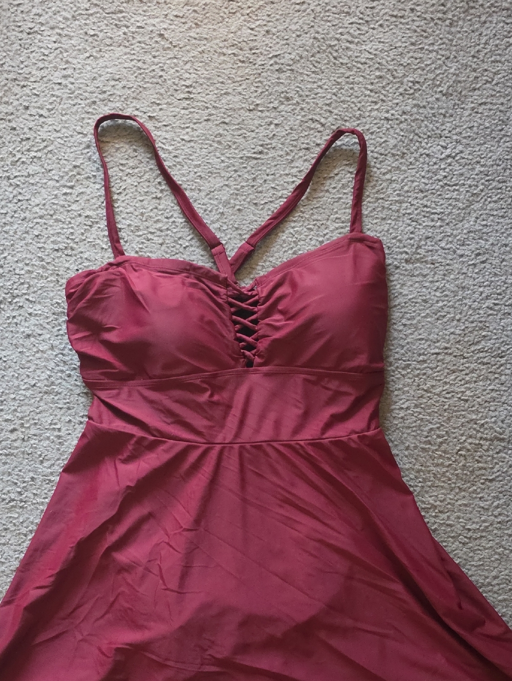 torrid Wine Red One-Piece Swimsuit with Crisscross Front